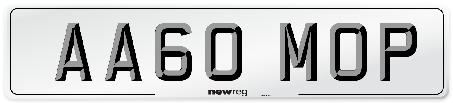 AA60 MOP Number Plate from New Reg